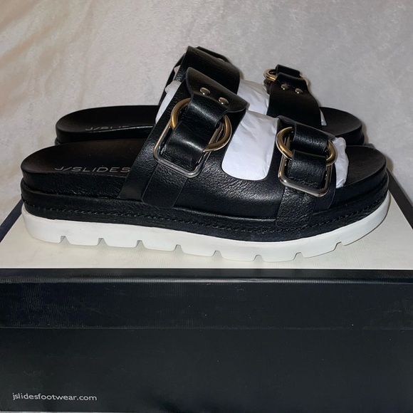 NWT J/SLIDES BAHA Black Leather Sandal - Picture 11 of 16
